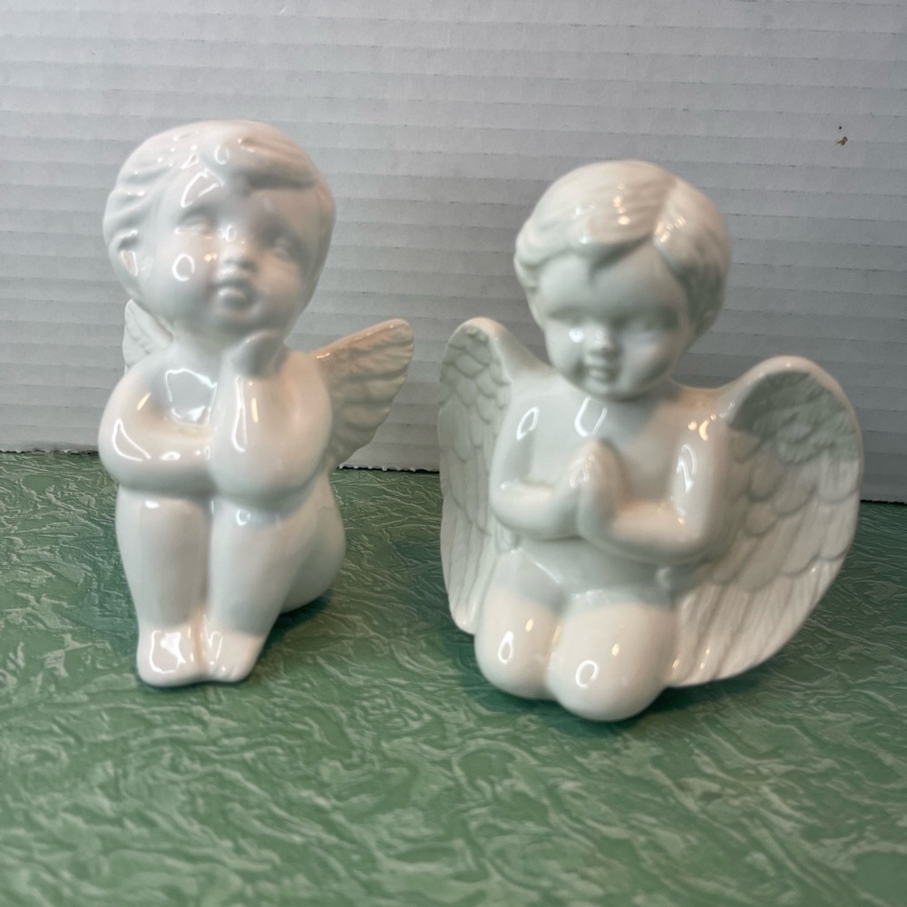 Vintage Malco Angel Cherubs Set Of 2 Figurines Mantle Holiday